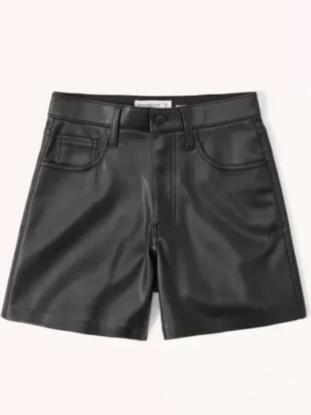 Abercrombie & Fitch Black Vegan Leather Dad Shorts‎